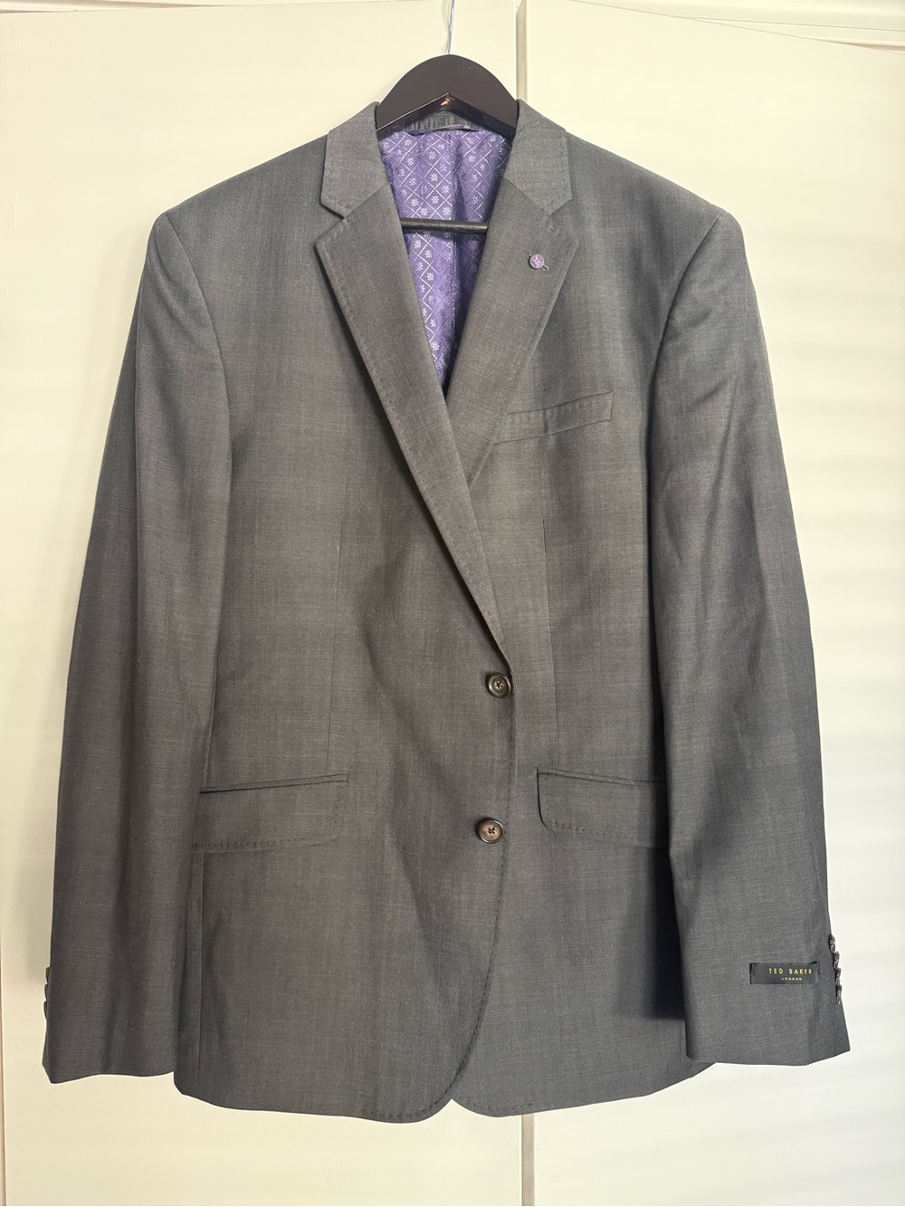 Ted Baker London Gray Blazer with Purple Lining